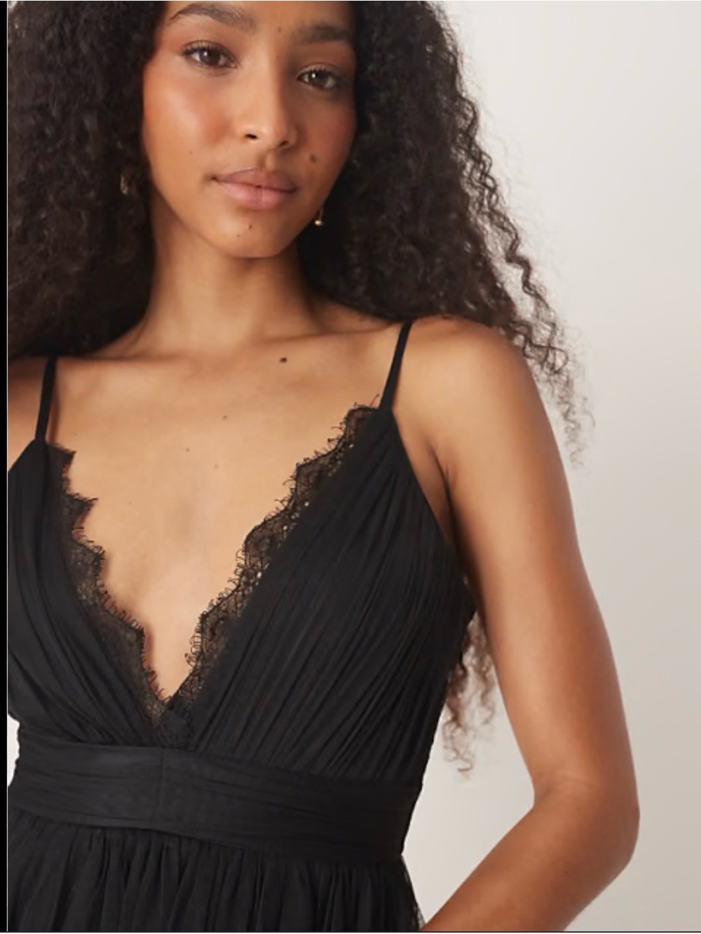 Black Lace-Trim Spaghetti Strap Dress